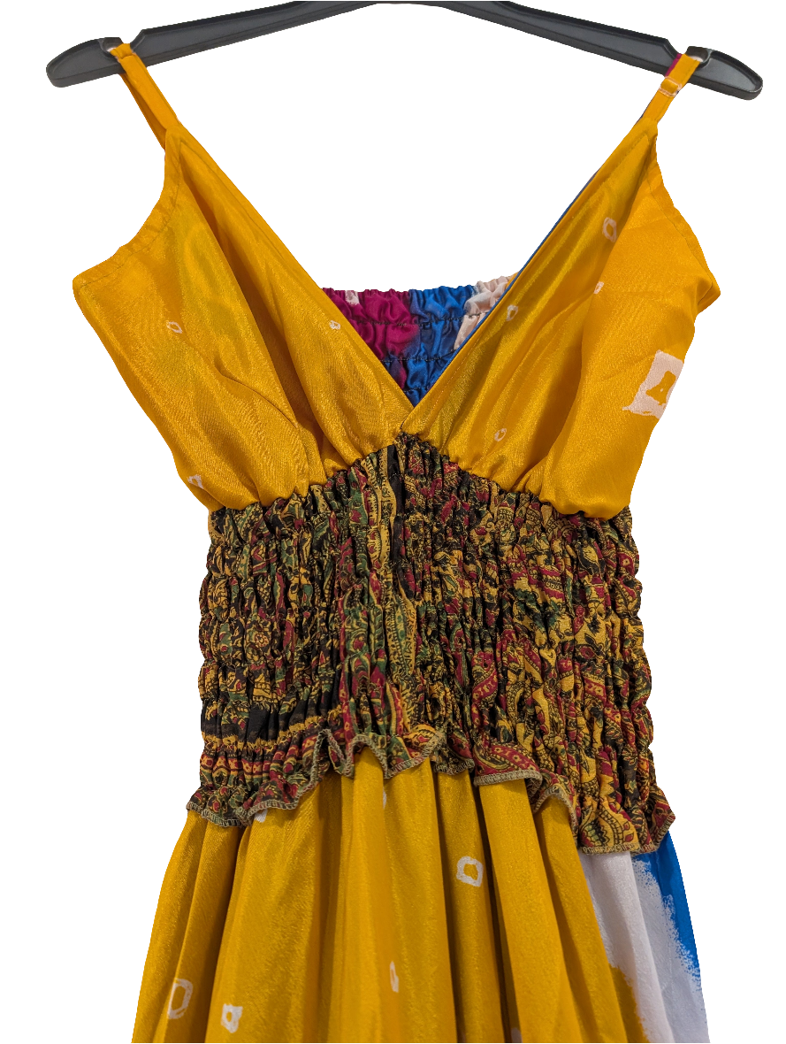 Indian Silk full length Maxi Mustard
