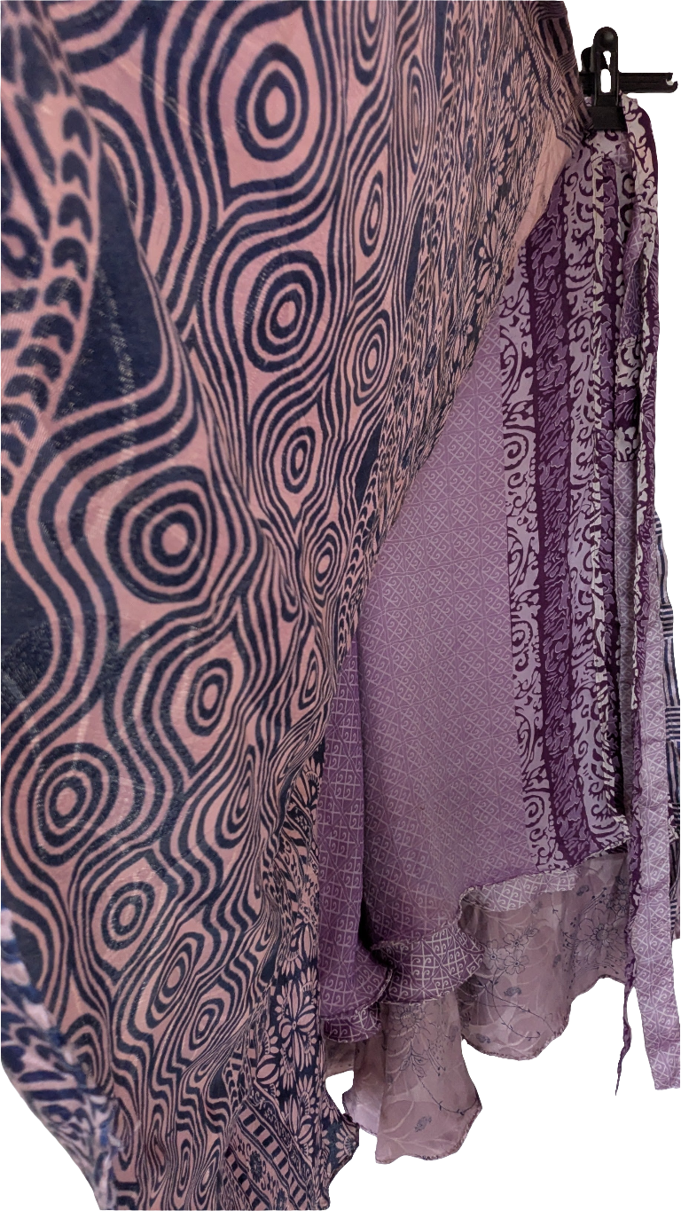 Purple Indian Saree upcycled into a reversible, wrap around skirt.