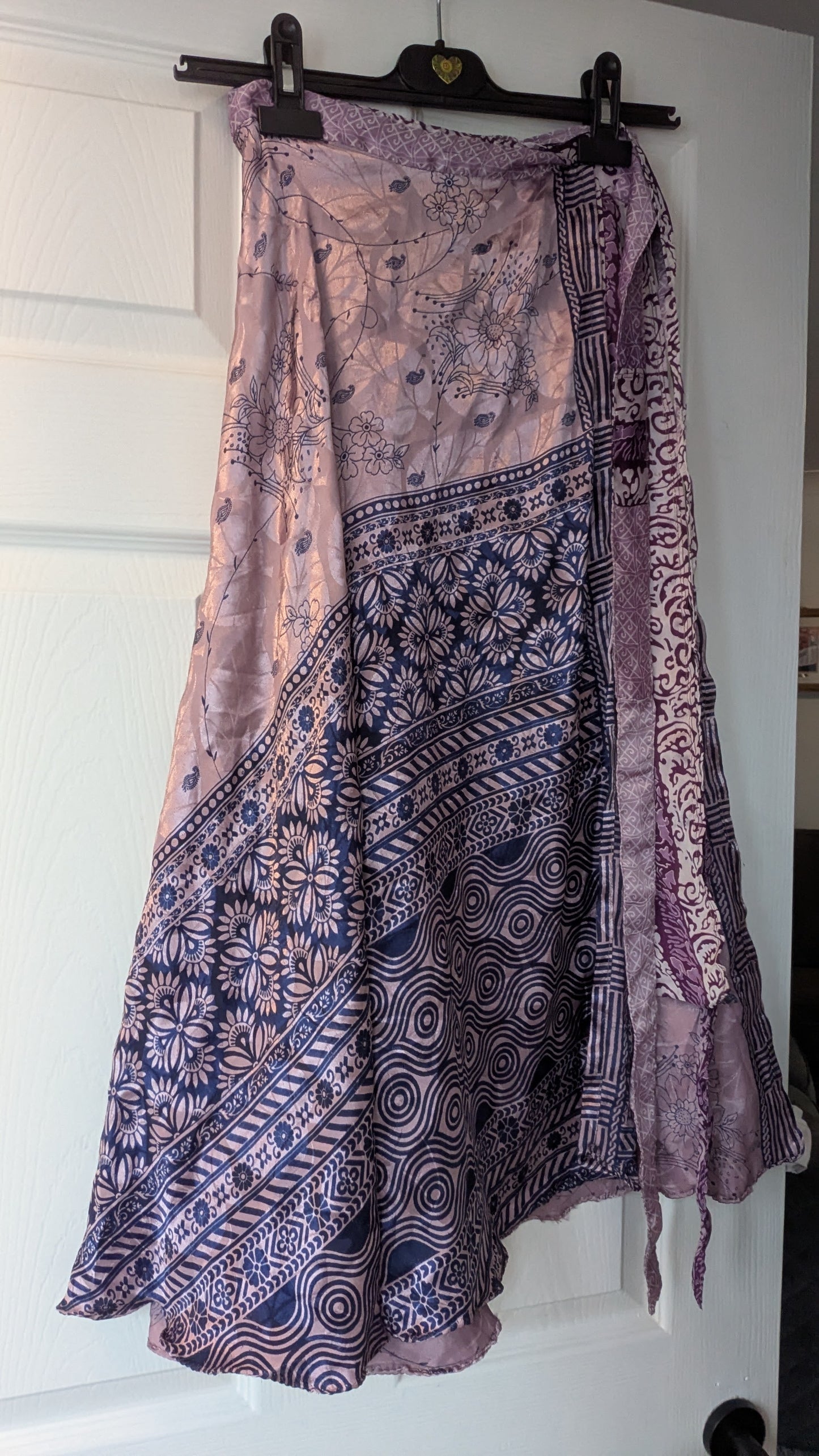 Purple Indian Saree upcycled into a reversible, wrap around skirt.