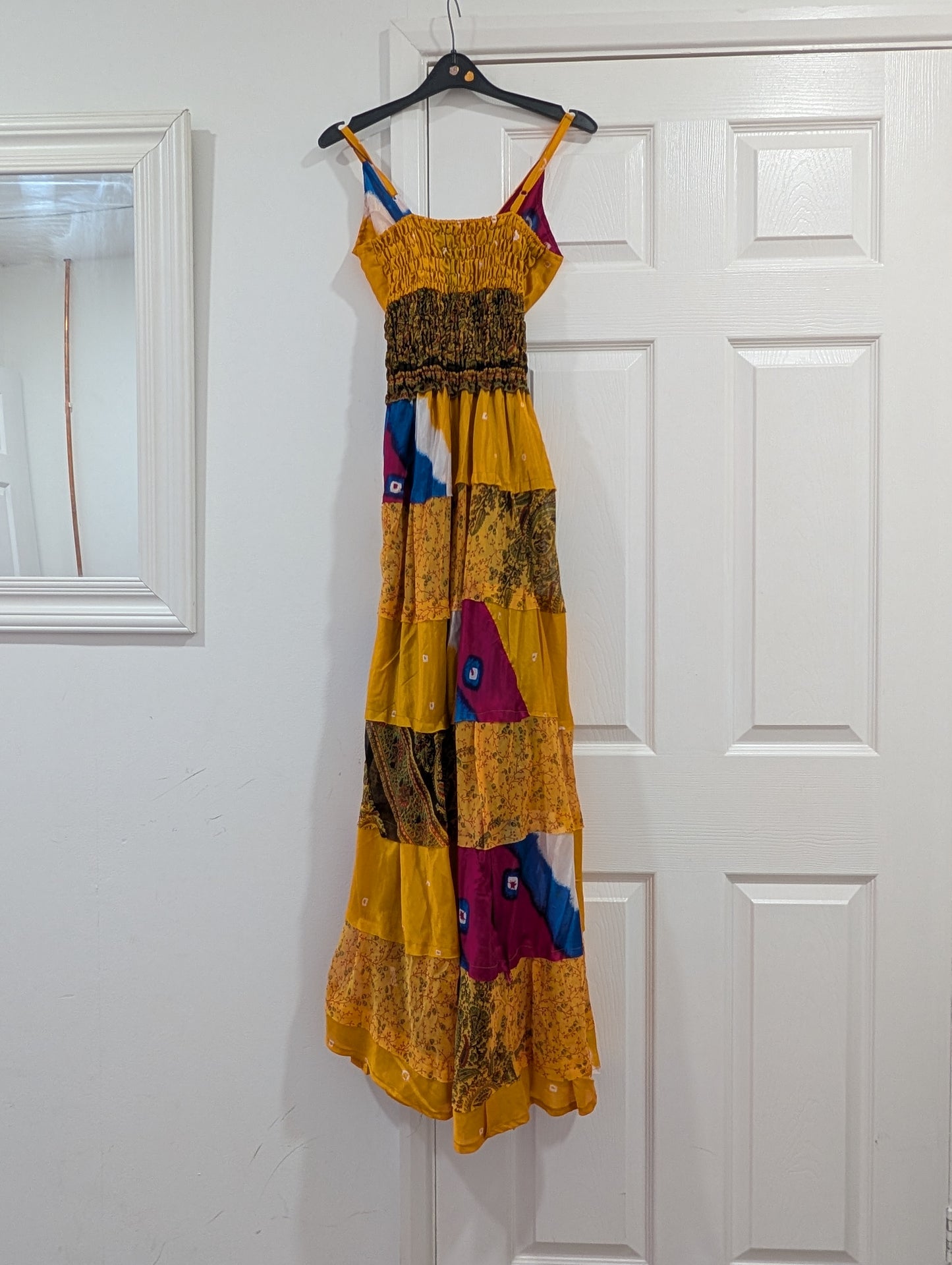 Indian Silk full length Maxi Mustard