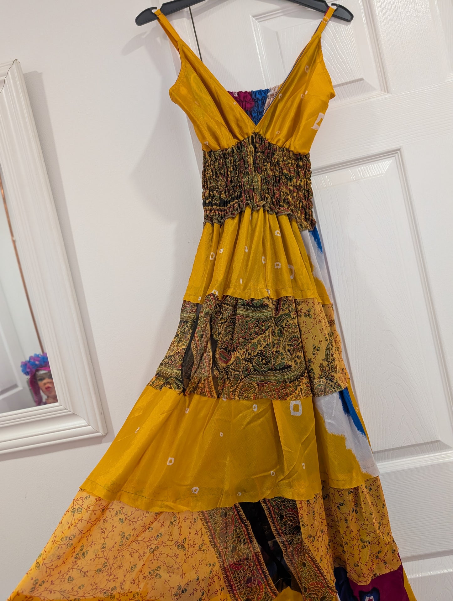 Indian Silk full length Maxi Mustard