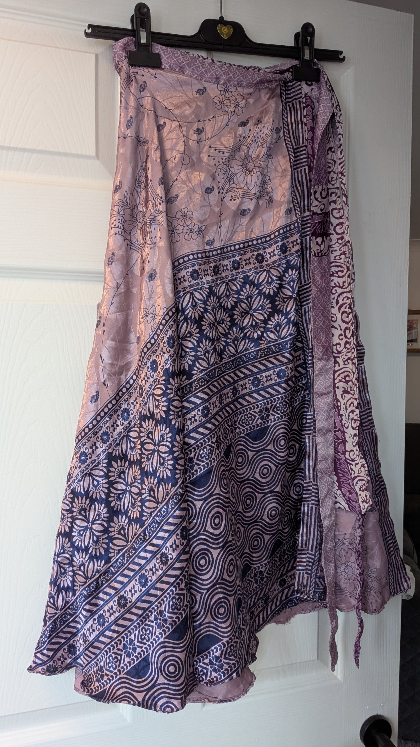 Purple Indian Saree upcycled into a reversible, wrap around skirt.