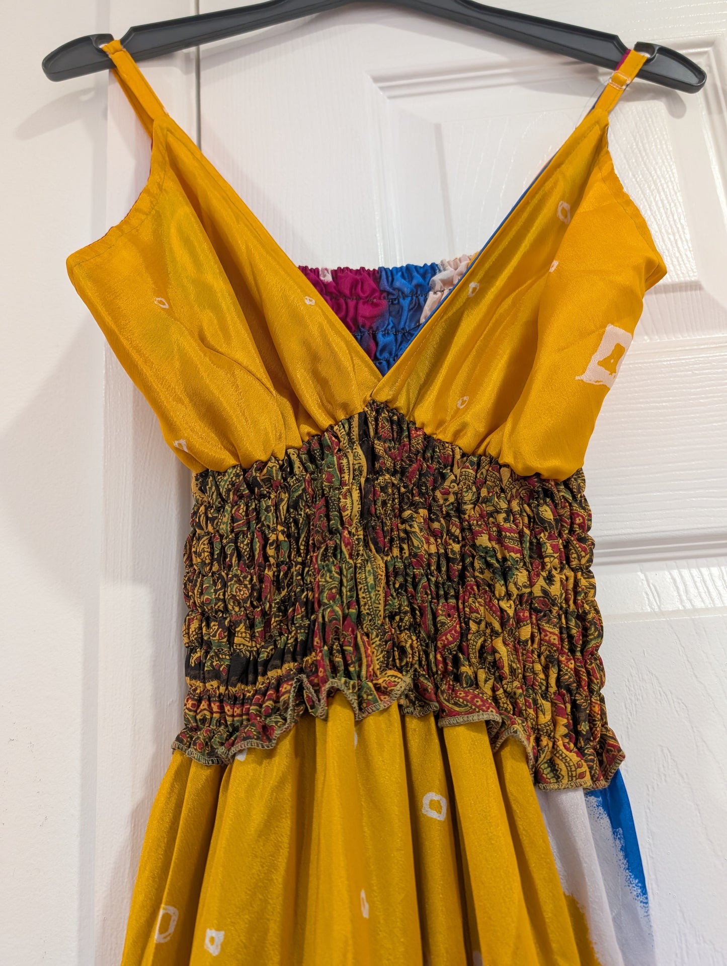 Indian Silk full length Maxi Mustard