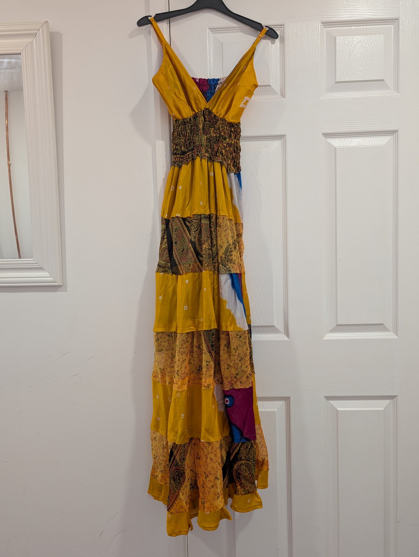 Indian Silk full length Maxi Mustard