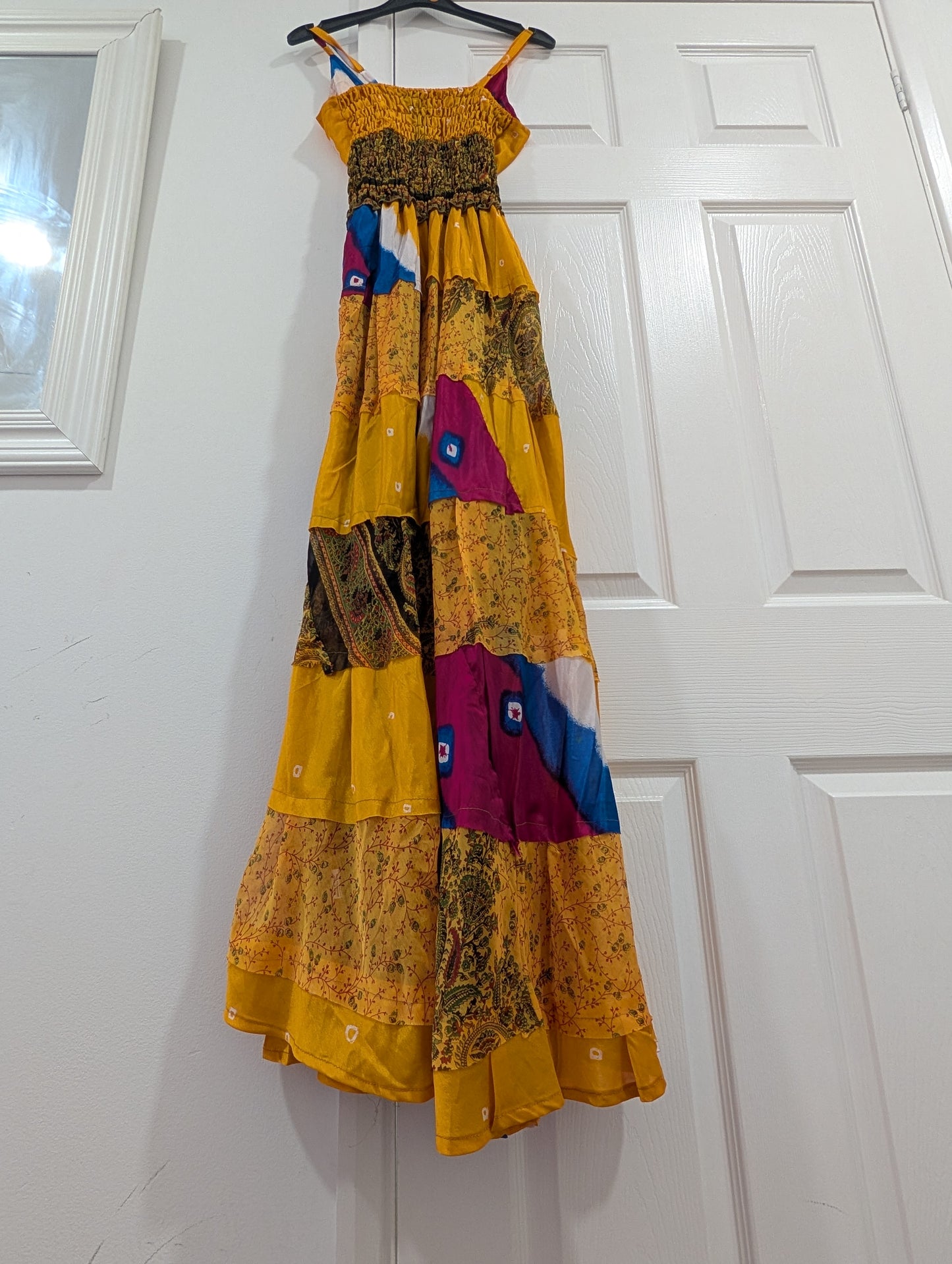 Indian Silk full length Maxi Mustard